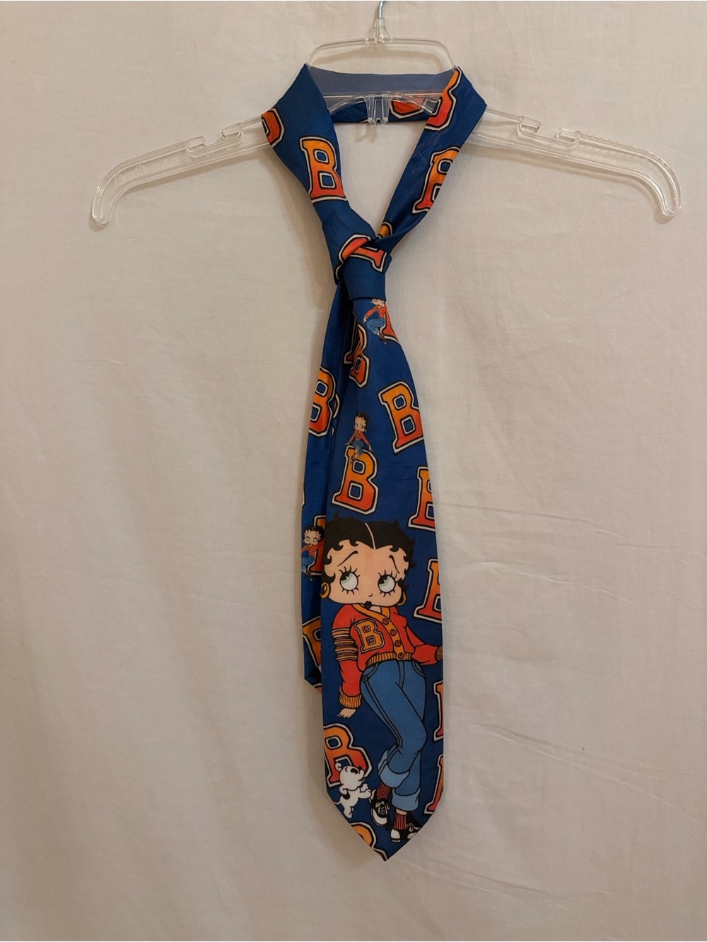 Betty Boop Varsity Sweater Necktie 1993 Ralph Marlin Blue - Picture 2 of 6